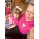 Pink női póló leopárd mintás szívvel