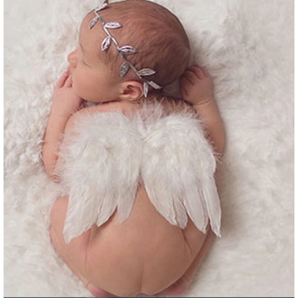 Fehér angyalszárny fejpánttal újszülött fotózáshoz