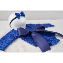   Királykék 3/4-es ujjú csipke body újszülött fotózáshoz kislányoknak