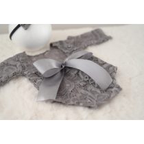 Szürke 3/4-es ujjú csipke body újszülött fotózáshoz