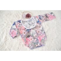   Színes virágos 3/4-es ujjú kislány body újszülött fotózáshoz