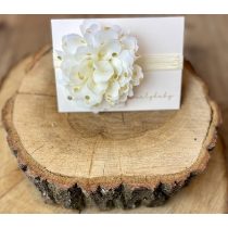 Krém színű kislány fejpánt tüll virággal