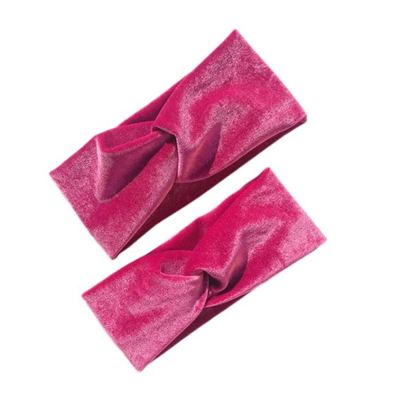 Pink színű bársony fejpánt