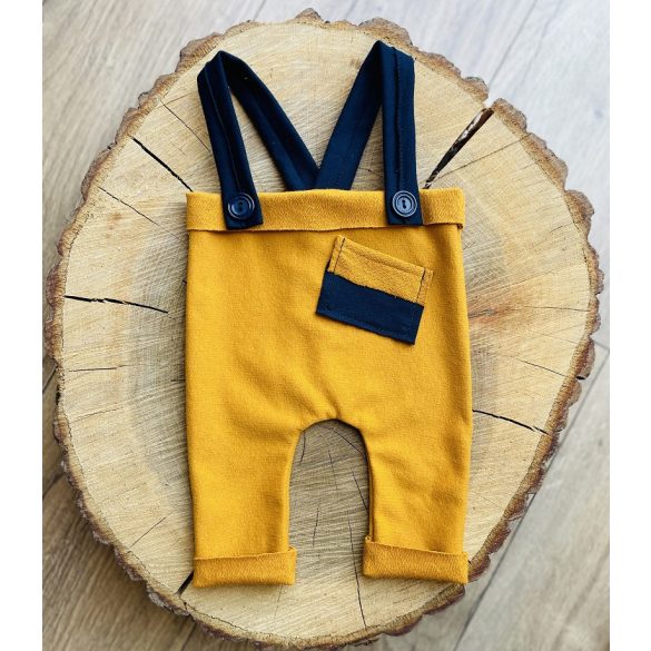 Mustársárga újszülött kantáros kisfiú nadrág