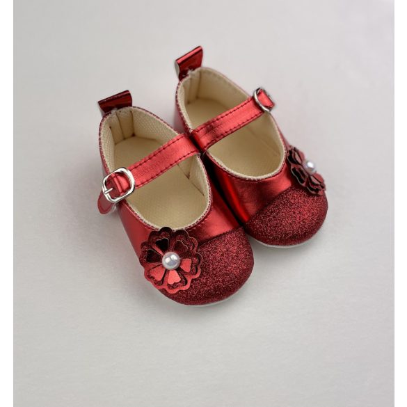 Puhatalpú piros kislány baba cipő 