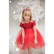 Piros flitteres tüll kislány ruha
