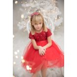 Piros flitteres tüll kislány ruha