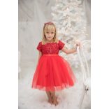 Piros flitteres tüll kislány ruha