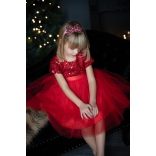 Piros flitteres tüll kislány ruha