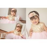 Rózsaszín tüll kislány ruha flitterekkel