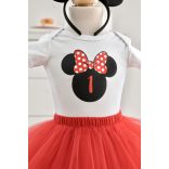 Piros Minnie egeres születésnapos szett