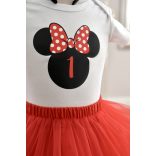 Piros Minnie egeres születésnapos szett