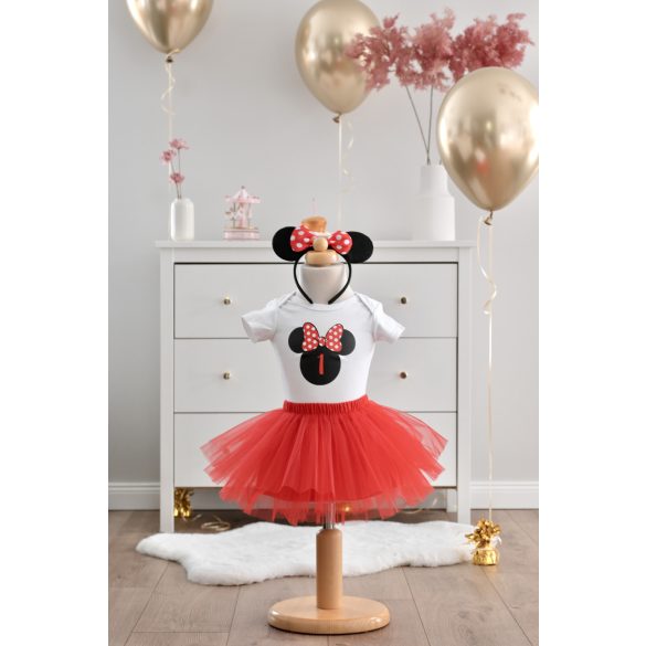 Piros Minnie egeres születésnapos szett