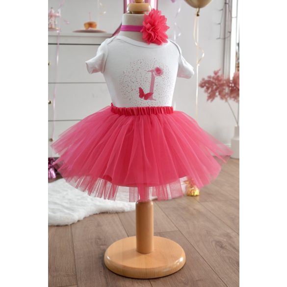 Pillangó mintás mintás születésnapos szett pink tüll szoknyával